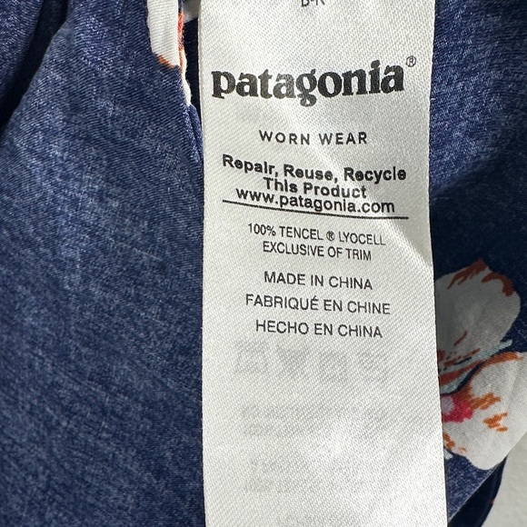 Patagonia June Lake Dress Women’s M Navy Blue Floral Organic Cotton Casual Shift - Picture 5 of 8